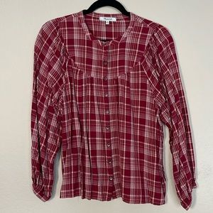 Madewell plaid peasant top